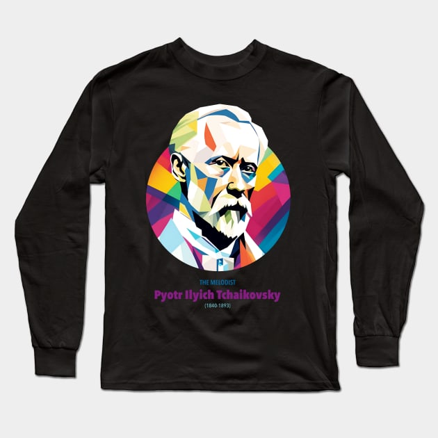 Pyotr Ilyich Tchaikovsky in WPAP Long Sleeve T-Shirt by BAJAJU